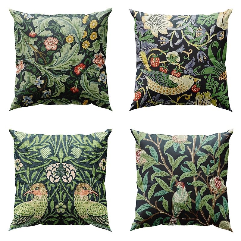 Famous Painting Double Side Pillow Cover 4PC Inspired by William Morris Soft Decorative Square Cushion Case Pillowcase for Bedroom Livingroom Sofa Couch Chair2