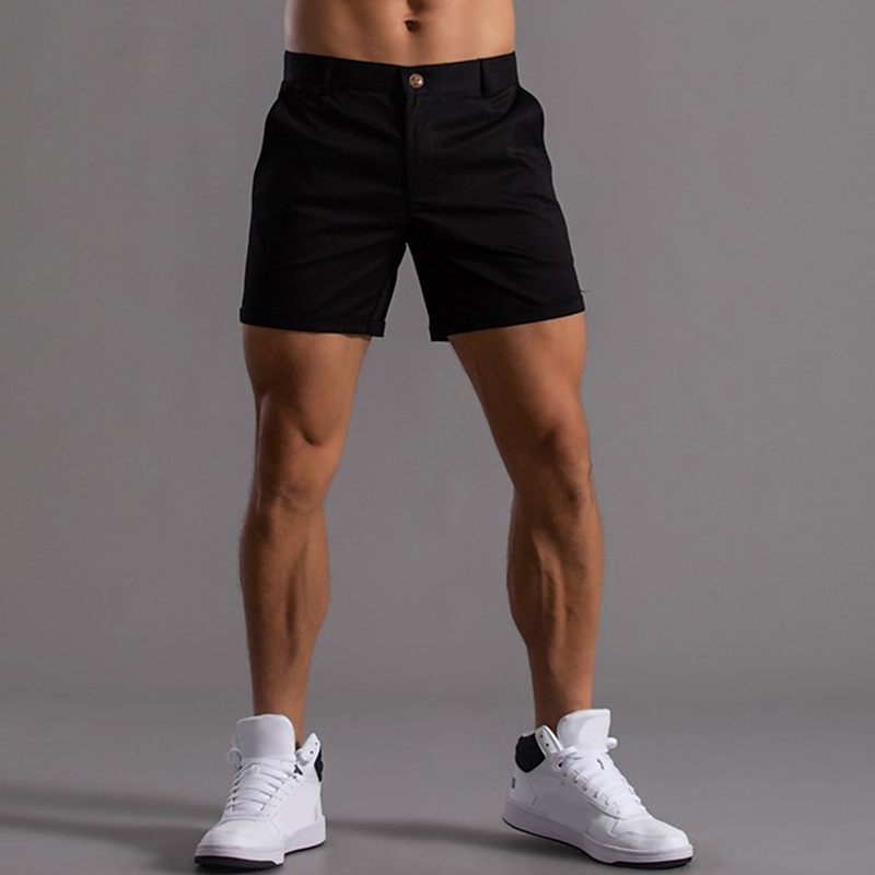 Men's Shorts Chino Shorts Bermuda shorts Work Shorts Pocket Plain Comfort Breathable Short Daily Stylish Casual Black White Micro-elastic3