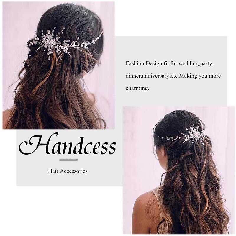 Crystal Bride Wedding Hair Comb Silver Rhinestone Bridal Hair Clip Sparkly Hair Piece Gem Hair Accessories for Women and Girls2