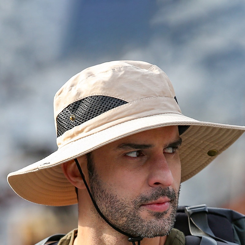 Men's Bucket Hat Sun Hat Fishing Hat Boonie hat Hiking Hat Black Navy Blue Polyester Mesh Streetwear Stylish Casual Outdoor Daily Going out Plain UV Sun Protection Sunscreen Quick Dry Lightweight4