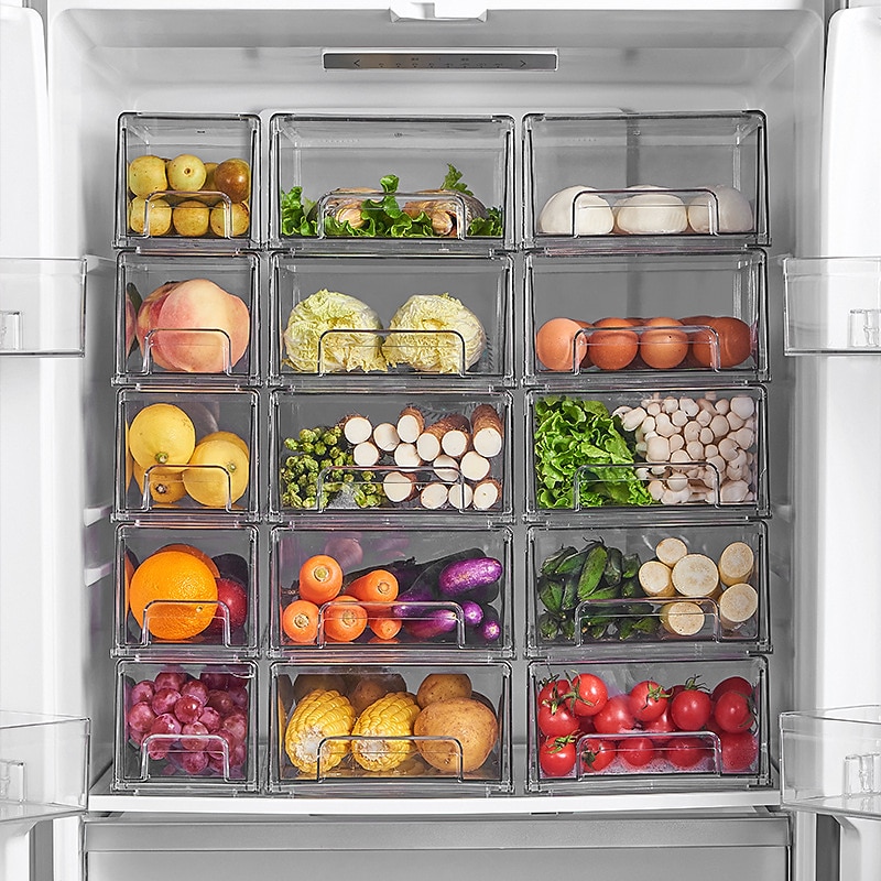 Refrigerator Drawer Storage Partition Board Storage Box Vegetable And Fruit Household Fresh-keeping Box Large Capacity Transparent Storage2