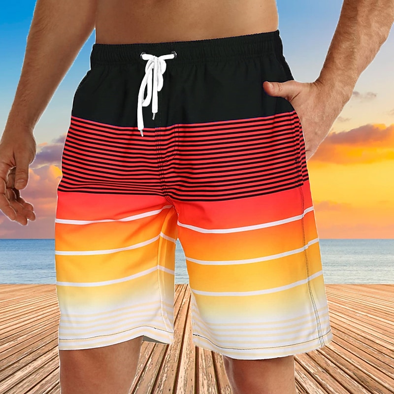 Men's Coconut Tree Sunset Board Shorts Swim Shorts Swim Trunks Mid Waist Hawaiian Boho Holiday Beach Drawstring with Mesh lining Elastic Waist Designer Clothing Apparel4
