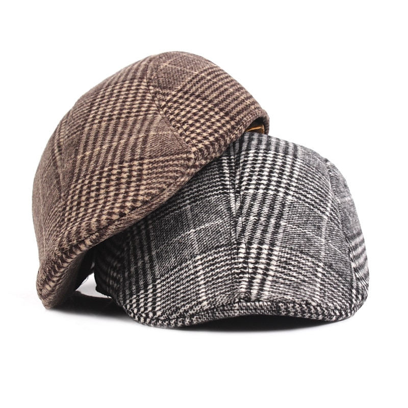 Men's Flat Cap Tweed Cap Light Grey Dark Gray Cotton Streetwear Stylish 1920s Fashion Outdoor Daily Going out Lattice Warm