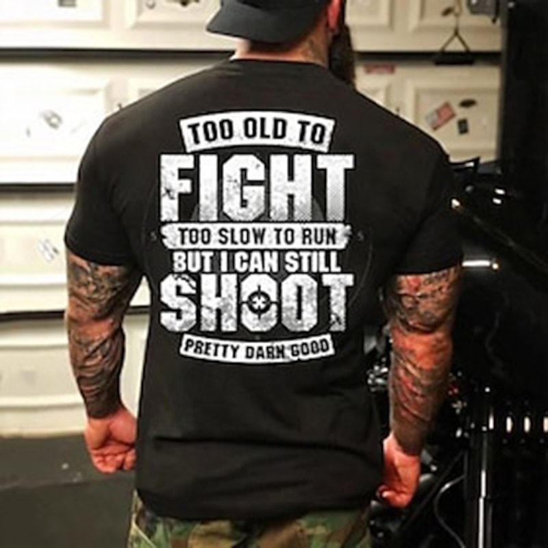 Mens Funny T-Shirt: Ammunition Cost Warning, No Warning Shot Graphic Short Sleeve Tee3