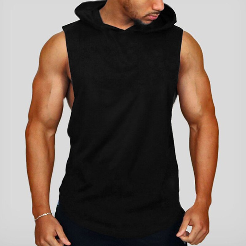 Men's Tank Top Vest Top Undershirt Sleeveless Hoodie Sleeveless Hooded Summer Plain Fashion Classic Casual Vacation Sport Daily Black White Red Top Tee for Men3