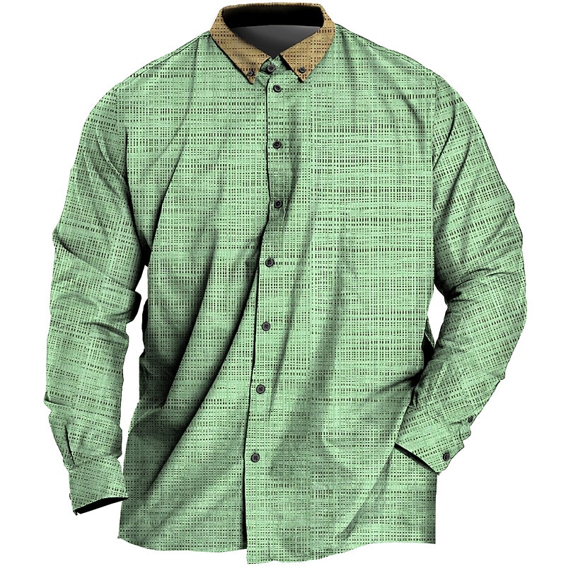 Men's Plus Size Shirt Big and Tall Stripe Turndown Buttons Long Sleeve Spring & Summer Sports Fashion Streetwear Designer Outdoor Vacation Tops3