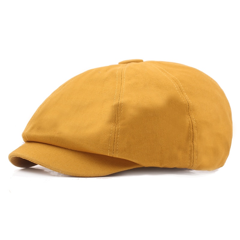 Men's Beret Hat Newsboy Hat Black Yellow Cotton Streetwear Stylish Casual Outdoor Daily Going out Plain Sunscreen2