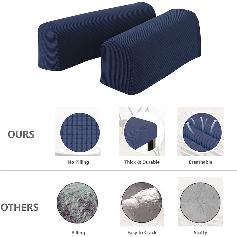 2 Pcs Stretch Armrest Covers Spandex Jacquard Arm Covers Soft and Elastic Protector for Chairs Couch Sofa Armchair Slipcovers Recliner Sofa3