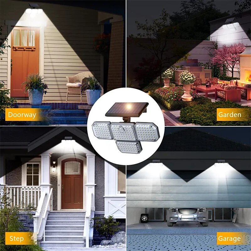 Solar Flood Lights Security LED Outdoor Lights 120/168/228 LED Bead Outdoor Solar Remote Control Wall Lamp LED Body Sensing Garden Lamp Home Garage Lamp Road Lighting Solar Lamp2