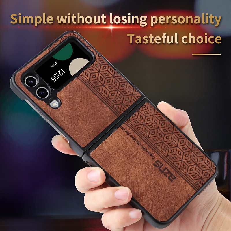 Phone Case For Samsung Galaxy Z Flip 7 Z Flip 6 Z Flip 5 Z Flip 4 Z Flip 3 Leather Flip Shockproof Solid Colored PC PU Leather3