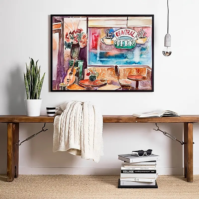 2pcs I'LL BE THERE FOR YOU Wall Art Painting Watercolor Central Perk Poster 90s Classic American TV Show Prints Wall Art Canvas Prints Bedroom Home Decor Frameless