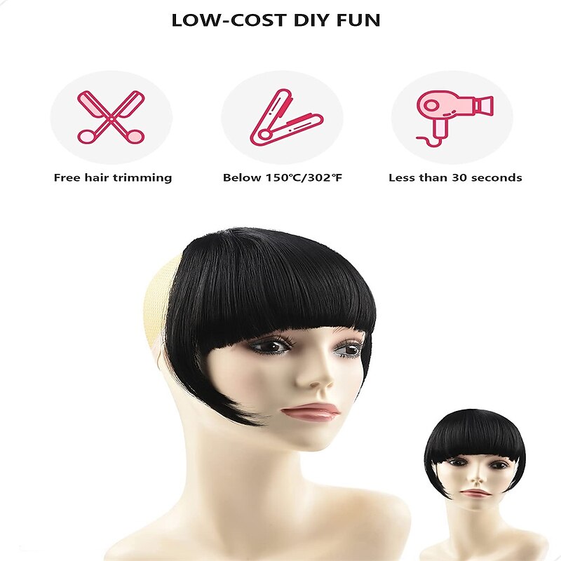 Rose bud Bangs Hair Clip in Bangs Hair Extensions Synthetic Flat Bang with Temples Front Face Fringe Bangs Hair Pieces for Women3