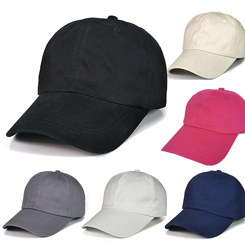 Men's Baseball Cap Black White Cotton Streetwear Stylish Casual Daily Outdoor clothing Holiday Plain Sunscreen