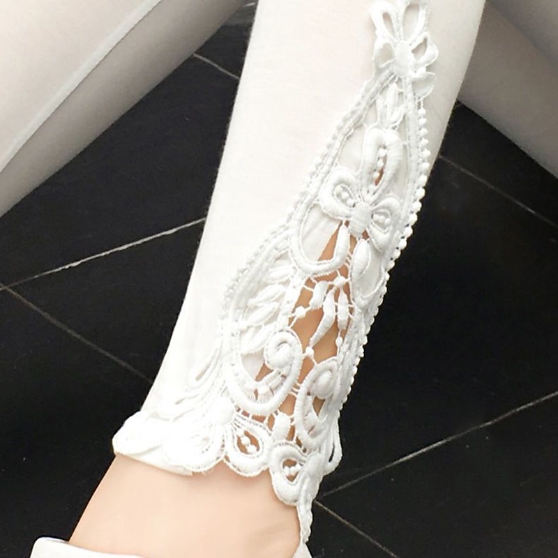 Women's Leggings Solid Colored Black White Fashion Ankle-Length Casual Daily2