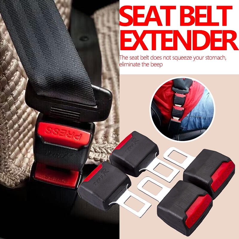 2 Pack Car Seat Belt Clip Extension Plug Seat Belt Extenders for Cars Universal Black Car Safety Seat Lock Buckle Seatbelt Clip Extender Automotive Converter Accessories - Main Image