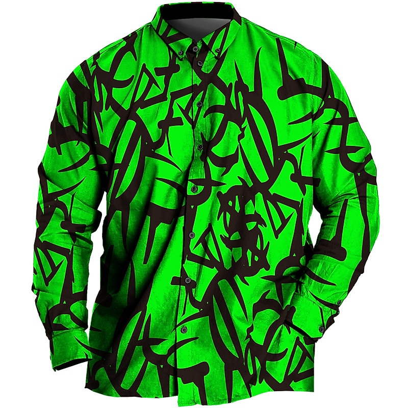 Men's Plus Size Shirt Big and Tall Abstract Turndown Buttons Long Sleeve Spring & Summer Sports Fashion Streetwear Designer Outdoor Vacation Tops3