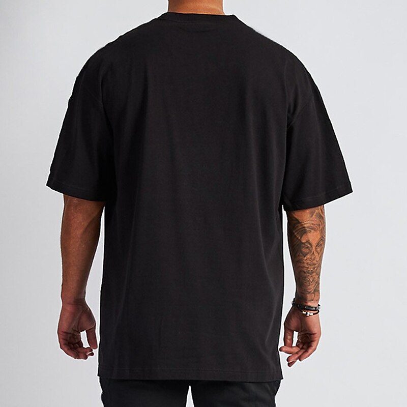 Men's T Shirt Oversized Shirt Short Sleeves V Neck Summer Plain Stylish Classic Casual / Sporty Vacation Daily Going out Black White Dark Gray Top Tee for Men2