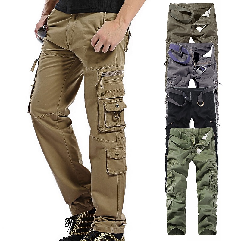 Men's Cargo Pants Cargo Trousers Trousers Tactical Work Pants Multi Pocket Flap Pocket Plain Full Length Work Daily Wear Classic Tactical Black Army Green2