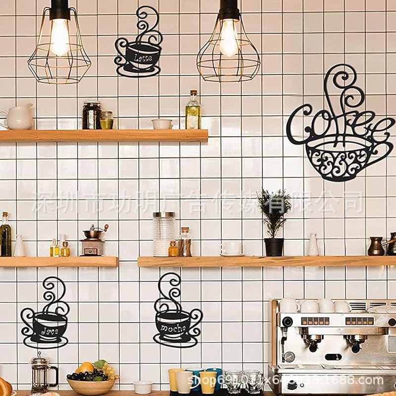 1pc Coffee Cup Metal Wall Art Outdoor Decor Rust Proof Wall Sculpture Ideal For Garden, Home, Farmhouse, Patio And Bedroom2