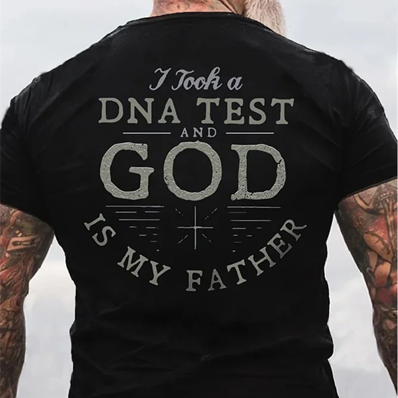 Men's Graphic T-Shirt: 'I Took a DNA Test And God Is My Father' Christian Faith Religious Short Sleeve
