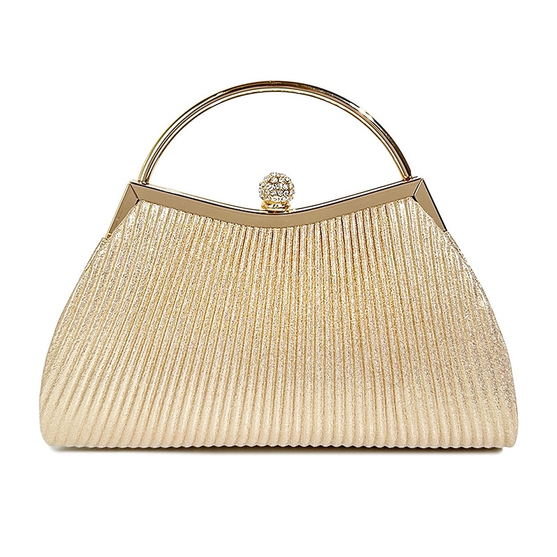 Women's Clutch Evening Bag Clutch Bags PU Leather Party Bridal Shower Holiday Rhinestone Large Capacity Solid Color Silver Black Gold