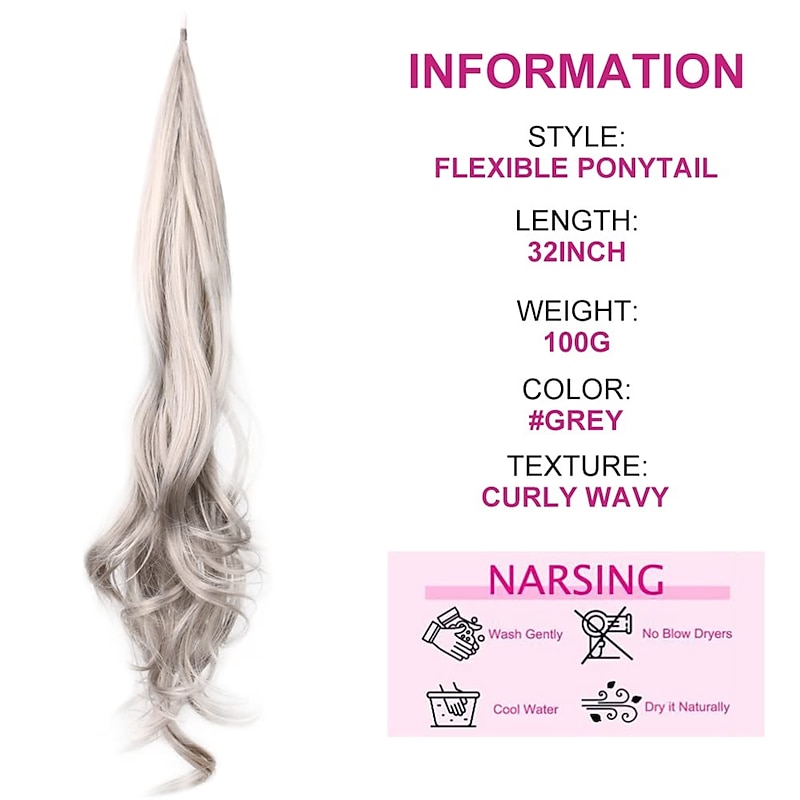 Show Flexible Wrap Around PonyTail 32inch Length Synthetic Ponytail Extensions Blonde ponytail Hairpieces For Women Daily Use3