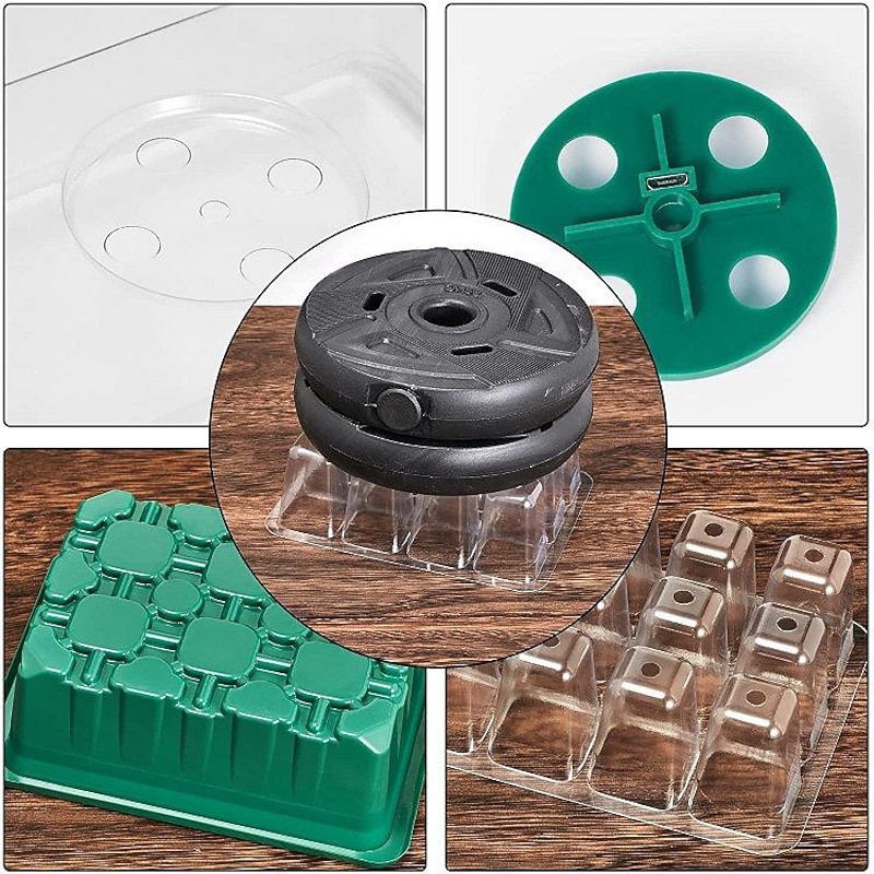 5 Pack Seed Starter Trays with Grow Light, Seedling Starter Trays Adjustable Humidity Dome, Durable Seed Starter Kit for Seeds Growing Starting4