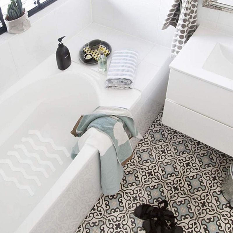 12pcs Anti Slip Strips S Wave-shaped Shower Non-slip Stickers Self-adhesive Waterproof Bath Safety Strip for Bathtub Shower Home3