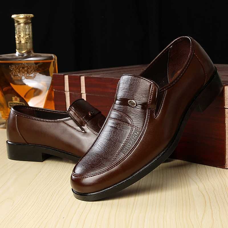 Men's Black Faux Leather Slip-On Loafers – Classic Formal Dress Shoes for Business and Evening Wear3