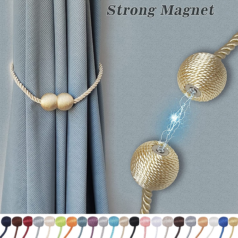 Magnetic Curtain Tie Backs Window Gold Curtain Tiebacks Buckles Holdbacks Clip for Home Bedroom Office Decorative Curtain 1 PCS