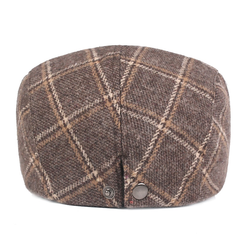 Men's Flat Cap Tweed Cap Red Blue Woolen Print Streetwear Stylish 1920s Fashion Outdoor Daily Going out Lattice Warm3