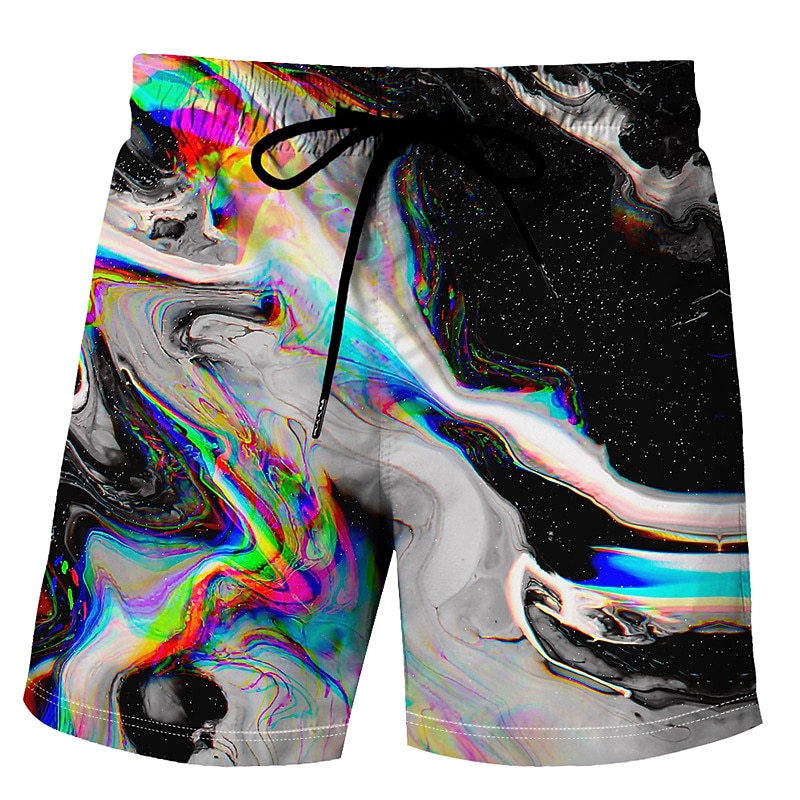 Men's Tie Dye Swim Trunks Swim Shorts Board Shorts Mid Waist Hawaiian Boho Outdoor Holiday Going out Pocket Drawstring Elastic Waist Designer Clothing Apparel2