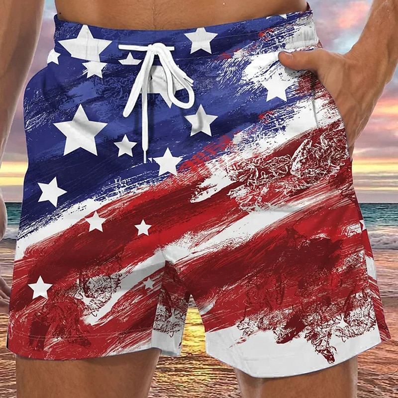 Men's Graphic Prints National Flag Swim Trunks Swim Shorts Board Shorts Mid Waist Hawaiian Boho Casual Daily Holiday Drawstring with Mesh lining Elastic Waist Designer Clothing Apparel4