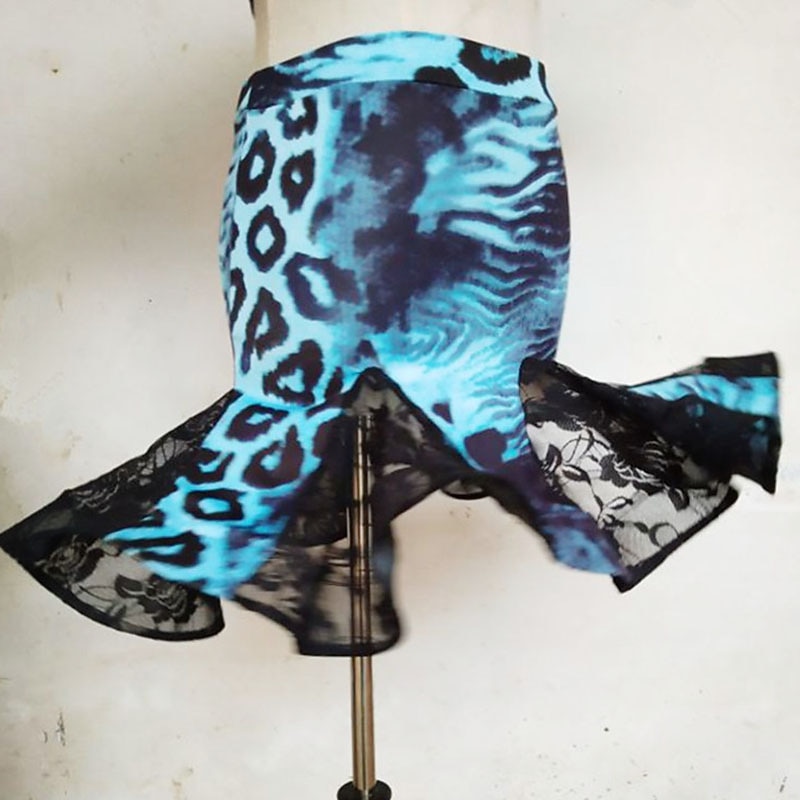 Latin Dance Ballroom Dance Skirts Lace Printing Ruching Women's Performance Training Polyester2