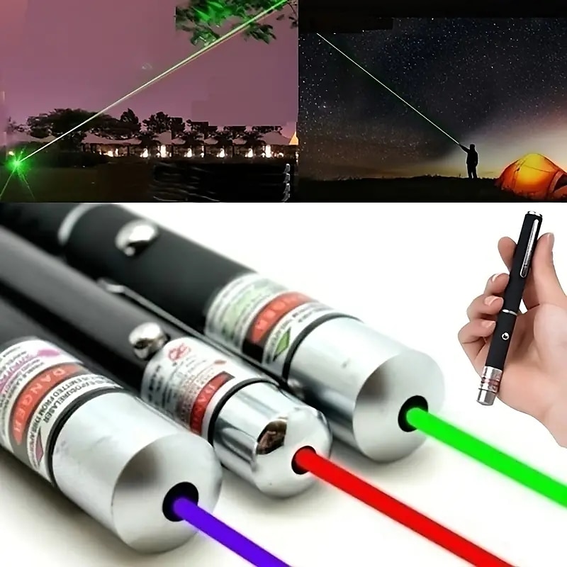 1PCS Laser Pointer, Red, Green And Purple Three-color Laser Pointe Portable Handheld Flashlight Cat Toys Red Dot Cat Toy For Indoor Cats Dogs LED Light Pointer Interactive Cat Toys