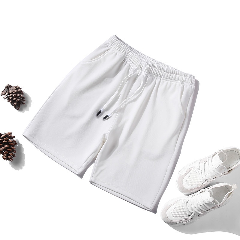 Men's Athletic Shorts Basketball Shorts Casual Shorts Mesh Shorts Pocket Drawstring Elastic Waist Plain Breathable Quick Dry Short Casual Daily Fashion Streetwear Black White2