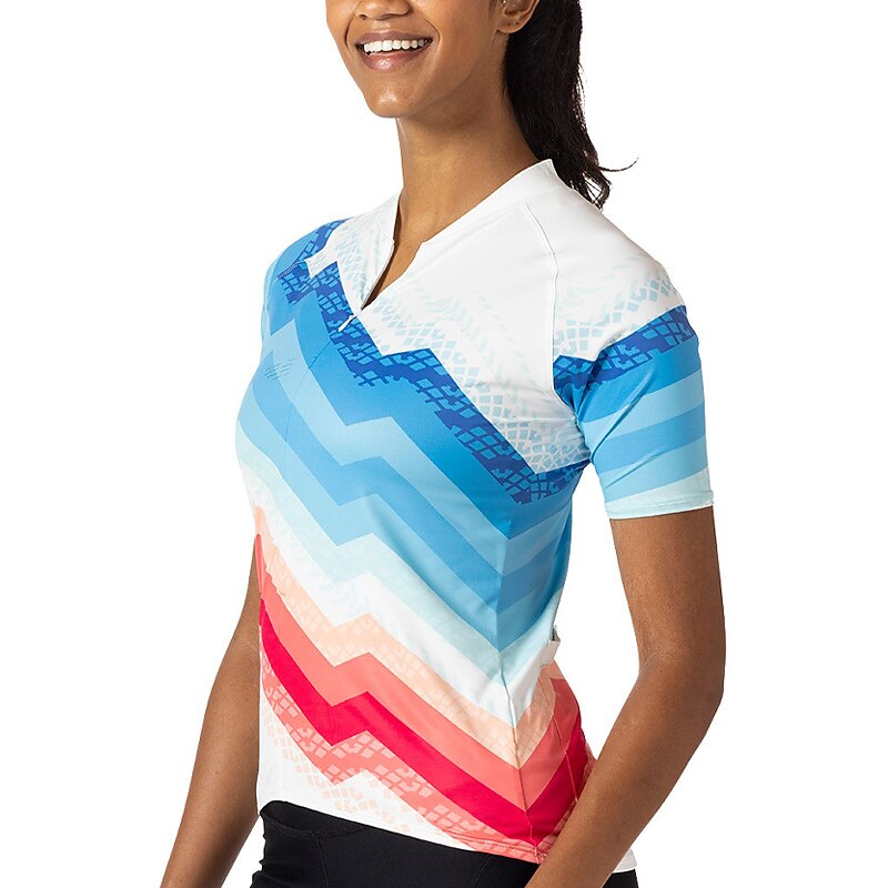 Women's Cycling Jersey Graphic Color Block Gradient Short Sleeve Bike Jersey Top with 3 Rear Pockets Mountain Bike MTB Road Bike Cycling Quick Dry Reflective Strips Back Pocket Moisture Wicking Sports4