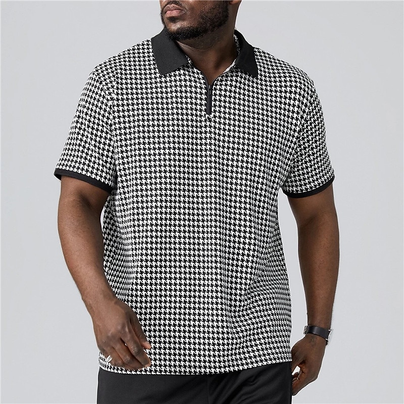Men's Plus Size Polo Shirts Big and Tall Plaid Turndown Buttons Short Sleeve Spring & Summer Sports Fashion Streetwear Designer Outdoor Vacation Tops