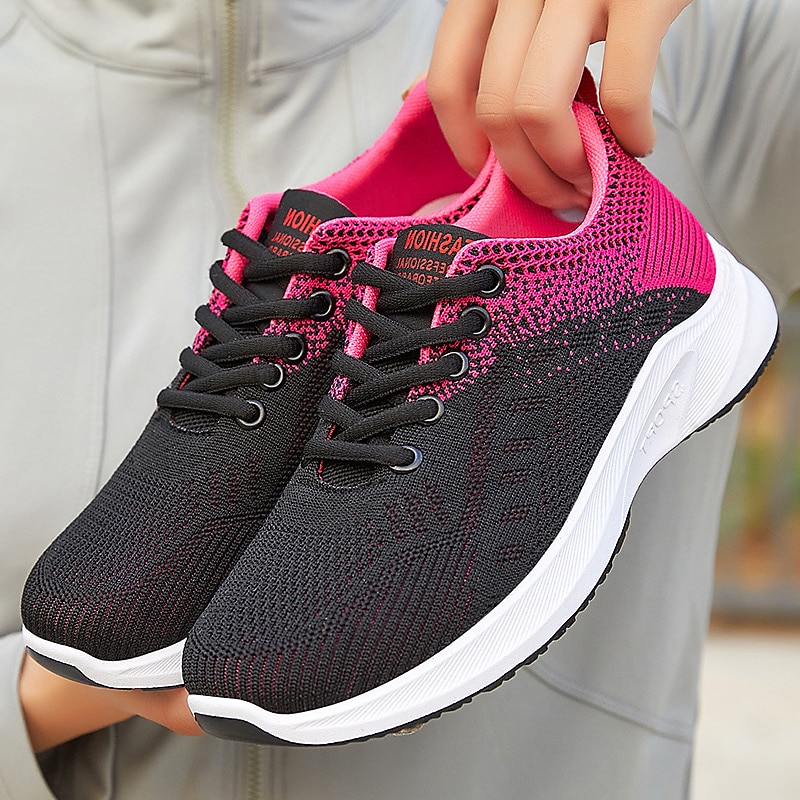 Women's Breathable Knit Running Shoes – Lightweight Lace-Up Sneakers for Walking, Gym & Casual Sports