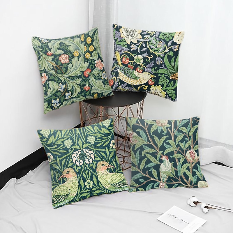 Famous Painting Double Side Pillow Cover 4PC Inspired by William Morris Soft Decorative Square Cushion Case Pillowcase for Bedroom Livingroom Sofa Couch Chair4