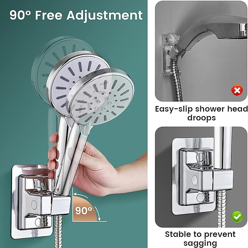Shower Head Holder Wall Mount Adhesive Adjustable Handheld Shower Wand Holder No Drilling Wall Mount Bracket3