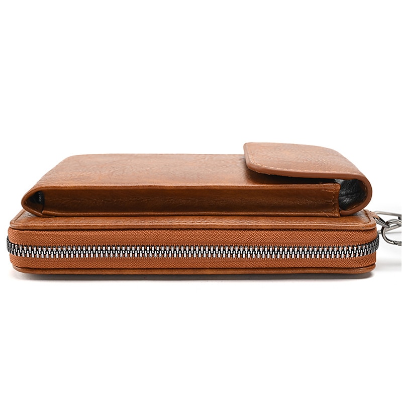 Women's Vintage Faux Leather Crossbody Wallet with Zipper, Phone Holder & Card Slots - Stylish Small Leather Bag for Daily Use, Travel, and Casual Outings4