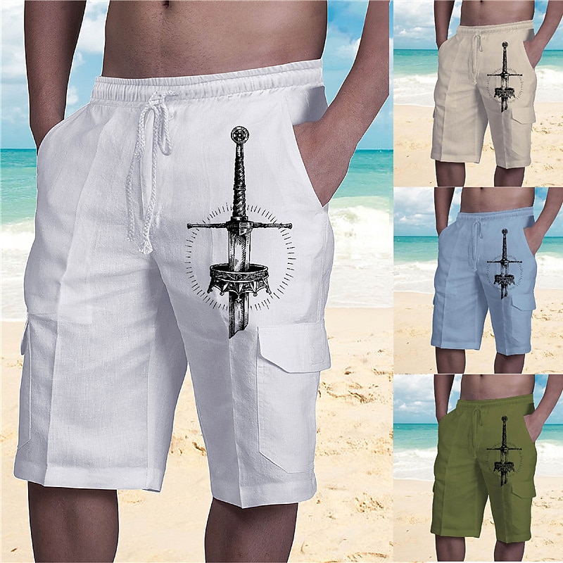 Men's Graphic Cross Shorts Summer Shorts Baggy Shorts Mid Waist Streetwear Designer Casual Daily Holiday Drawstring Elastic Waist Print Designer Clothing Apparel
