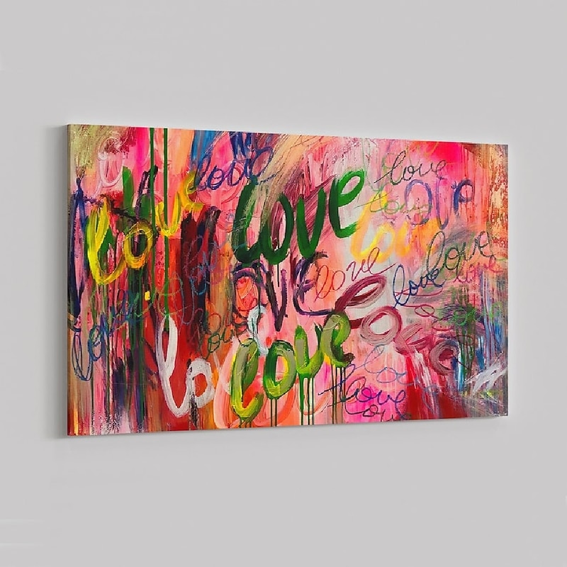 Handmade Hand Painted Oil Painting Wall Modern Abstract Painting Love Graffiti Canvas Painting Home Decoration Decor Rolled Canvas No Frame Unstretched2