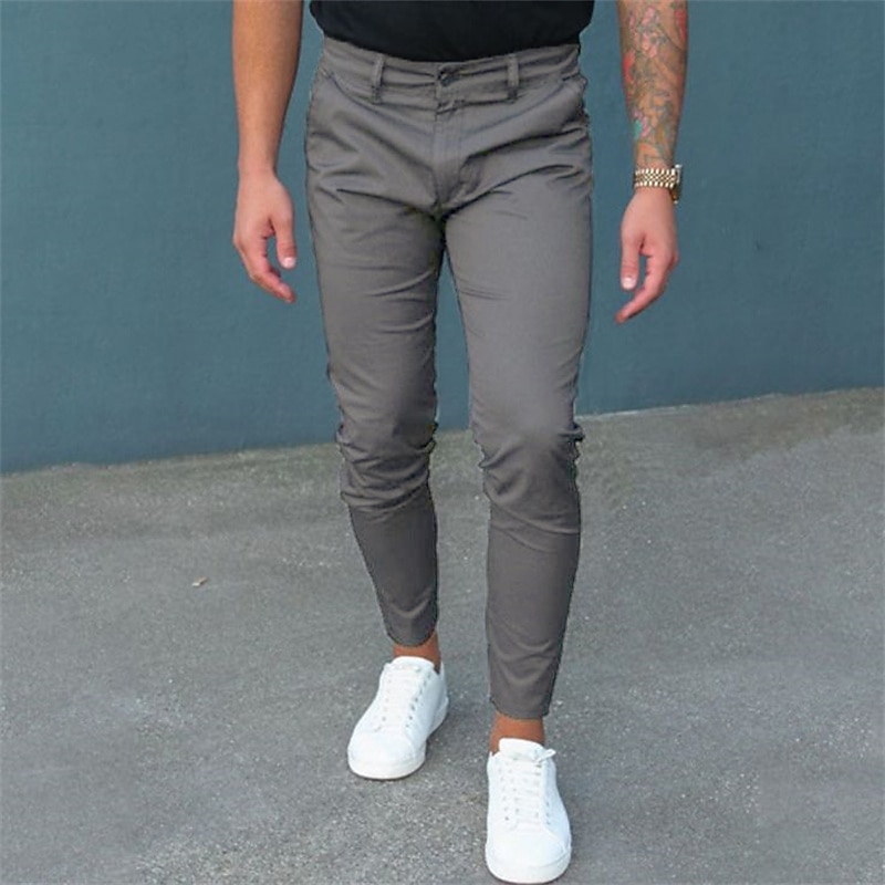 Men's Trousers Chinos Pencil Pants Jogger Pants Front Pocket Plain Comfort Breathable Business Casual Daily Streetwear Chic & Modern Black Navy Blue Micro-elastic4