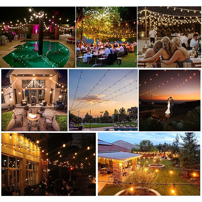 Globe String Lights Outdoor 5M 10Bulb/10M 20Bulb S14 Edison Plastic LED Bulb Patio Lights  ETL Listed Waterproof IP65 Plastic Hanging Lights String for Outside Backyard Garden4
