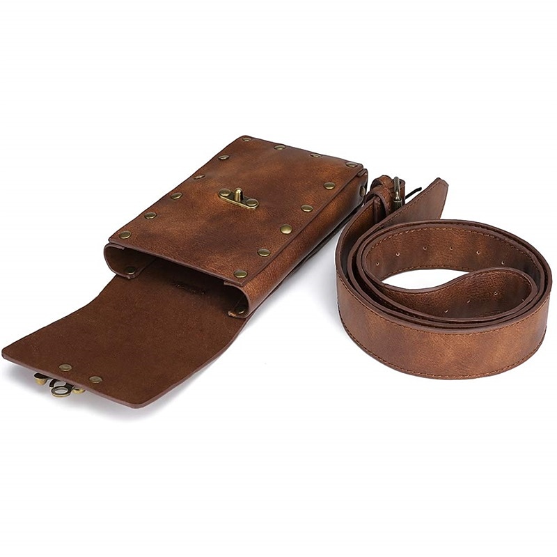 Belt Pouch Waist Bag Fanny Pack Medieval Vintage Leather Pouch Cellphone Holder Holster Carry Belt Purse Pocket Casual Hiking Festival Renaissance Faire Costume Travel Wallet Messenger2