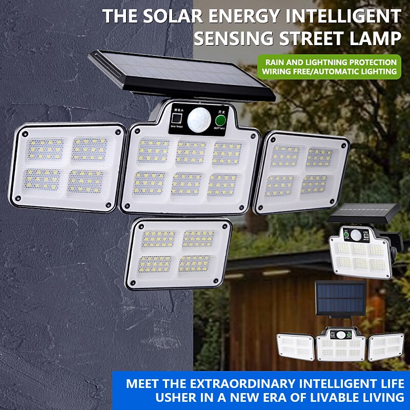 Solar Flood Lights Security LED Outdoor Lights 120/168/228 LED Bead Outdoor Solar Remote Control Wall Lamp LED Body Sensing Garden Lamp Home Garage Lamp Road Lighting Solar Lamp3