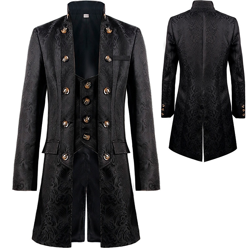 Retro Vintage Punk & Gothic Medieval Coat Masquerade Tailcoat Prince Nobleman Fancy Dress Men's Royal Steampunk Carnival Masquerade Party / Evening Adults' Coat