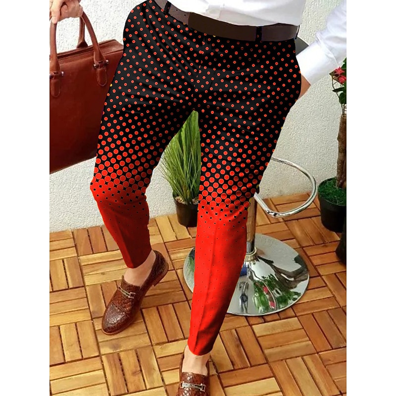 Men's Trousers Chinos Jogger Pants Patchwork Zipper Pocket Graphic Prints Geometry Business Casual Trousers Punk & Gothic Slim Yellow Red Micro-elastic2